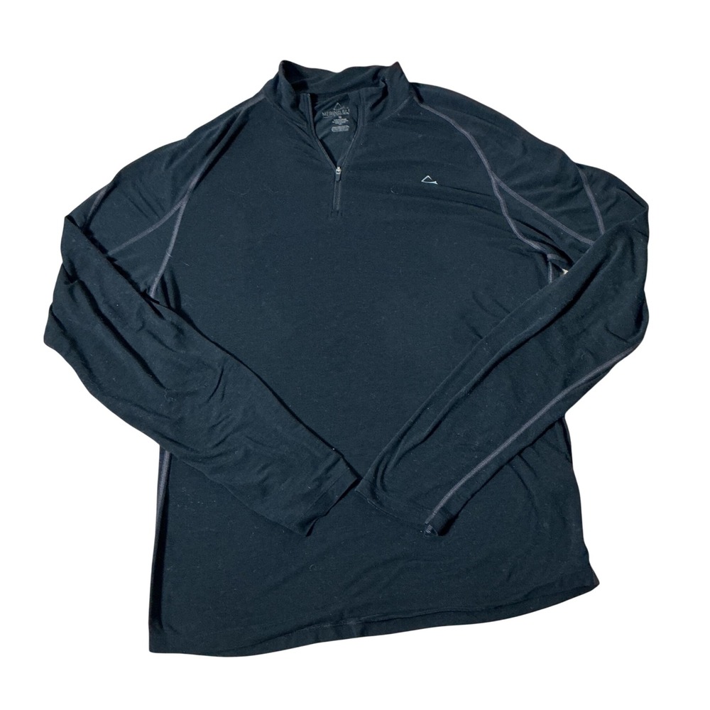 Paradox Merino Blend Quarter Zip Pullover Women M Black Hiking Base Layer Top
